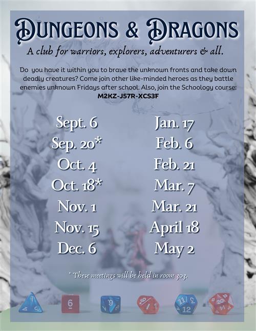 This has the dates for the QVMS Dungeons and Dragons club.